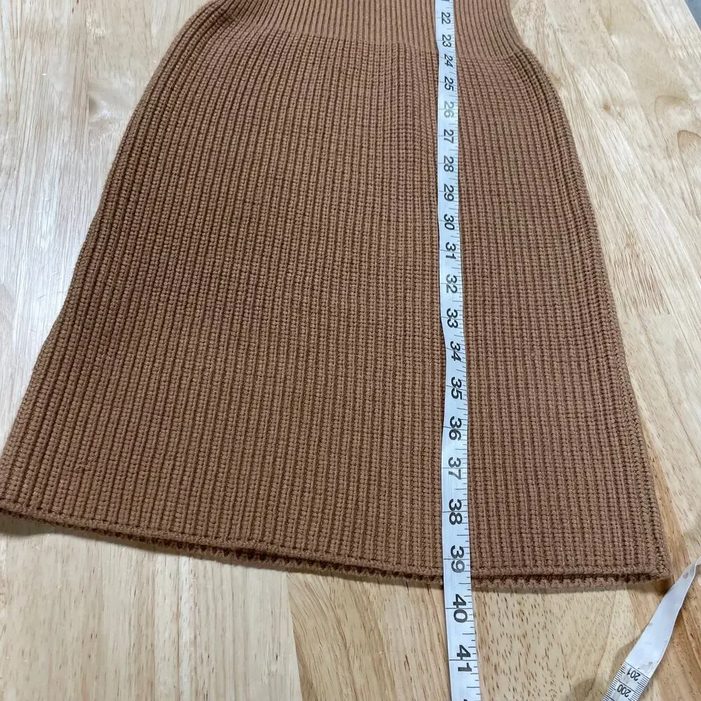 Staud Kirby Ribbed Knit Fitted Sweater Dress Size S Camel Brown Long Sleeve - Picture 12 of 13